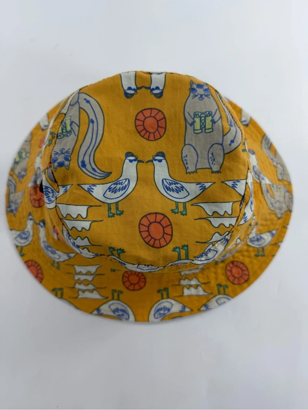 Patagonia Kids Bucket Hat 5T Mustard Animal Print Sun Hat